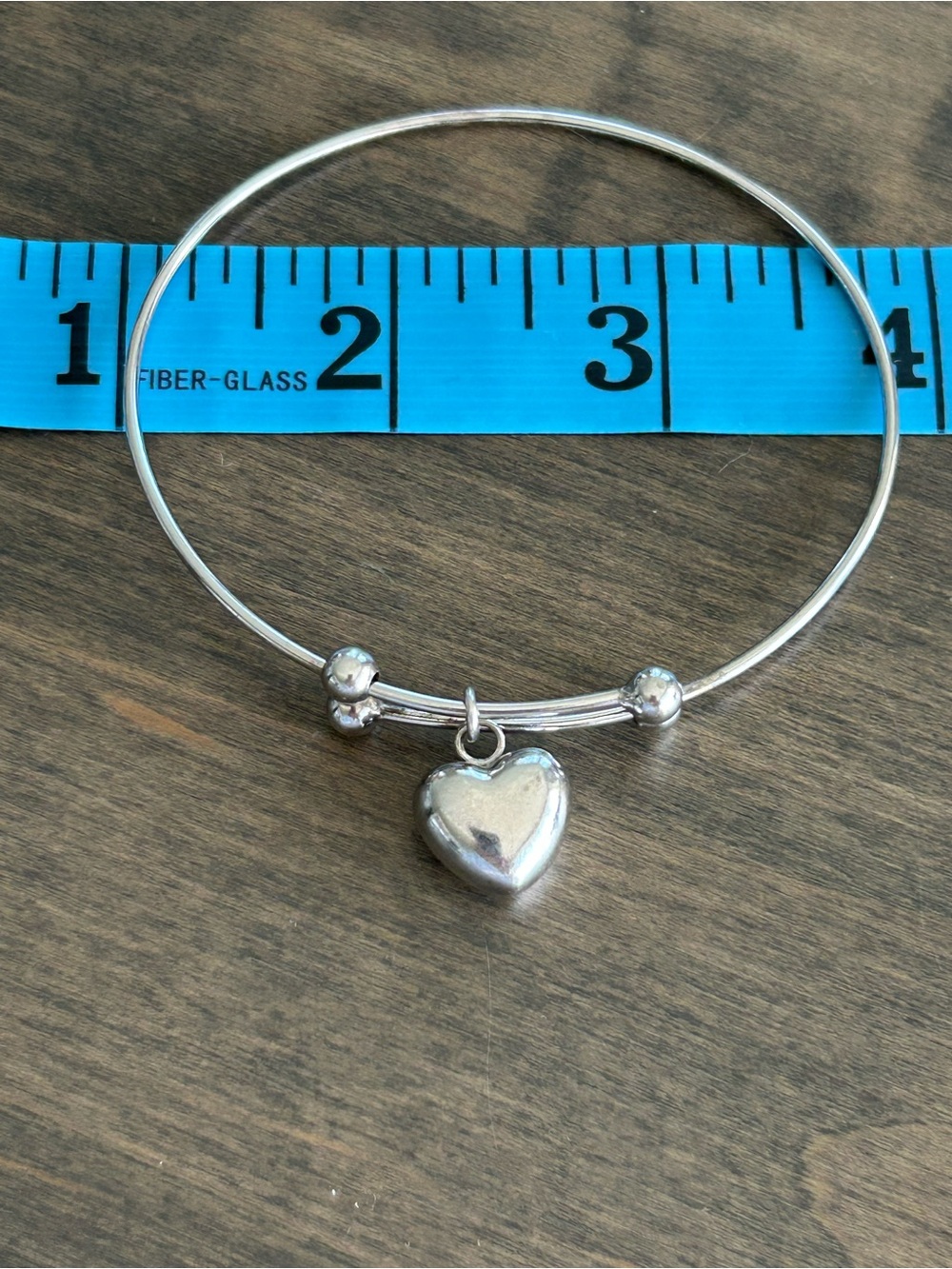 Ross-Simons Silver Heart Charm Expandable Bangle Bracelet